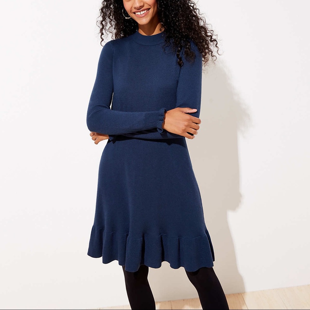 LOFT blue Long sleeved sweater dress